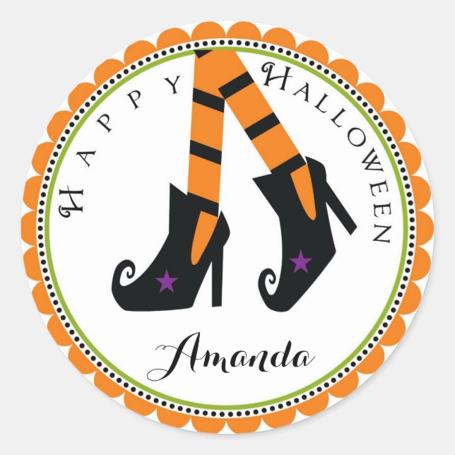 Halloween Wicked Witch heel shoe stickers labels (Front)