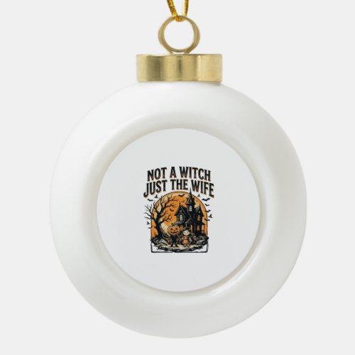 Halloween Wife Shirt Vintage Haunted House Design Ceramic Ball Christmas Ornament
