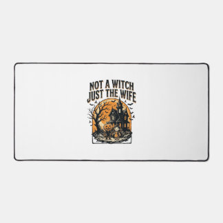 Halloween Wife Shirt Vintage Haunted House Design Desk Mat