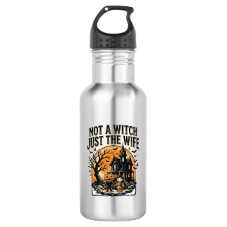 Halloween Wife Shirt Vintage Haunted House Design Stainless Steel Water Bottle