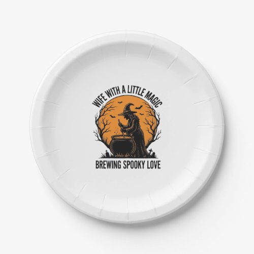Halloween Wife Shirt Vintage Witch Cauldron Humor Paper Plates