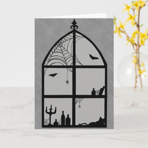 Halloween Window Silhouette Card | Zazzle