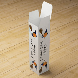 Halloween Wine Box Witch Pumpkin Flying Broom