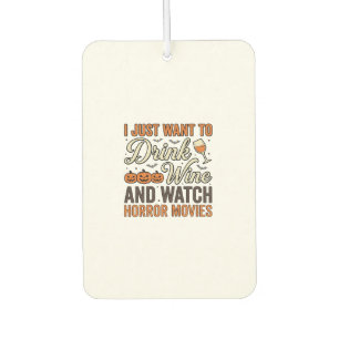 Halloween Wine Horror Movies Vintage Shirt Design_ Air Freshener