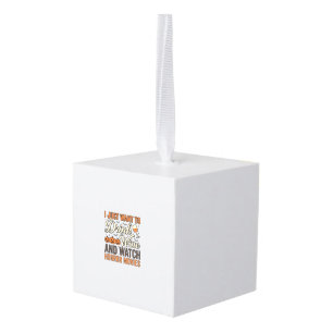 Halloween Wine Horror Movies Vintage Shirt Design_ Cube Ornament