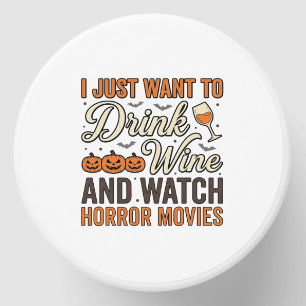 Halloween Wine Horror Movies Vintage Shirt Design_ Mini Candle Favors