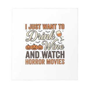 Halloween Wine Horror Movies Vintage Shirt Design_ Notepad