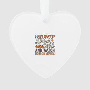 Halloween Wine Horror Movies Vintage Shirt Design_ Ornament