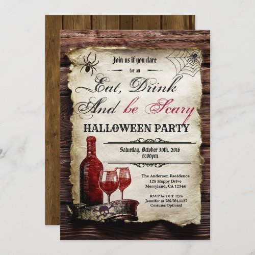 Halloween wine party invitation