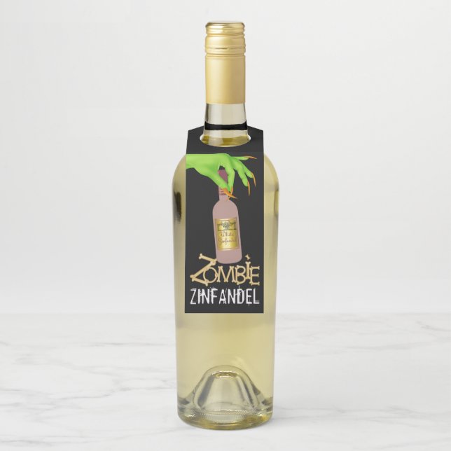 Halloween Wine - See Back - Bottle Hanger Tag (On Bottle)