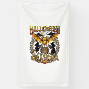 Halloween Wishes Grandpa Bat Witches Cauldron_1 Banner
