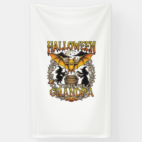 Halloween Wishes Grandpa Bat Witches Cauldron_1 Banner