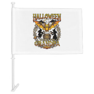 Halloween Wishes Grandpa Bat Witches Cauldron_1 Car Flag