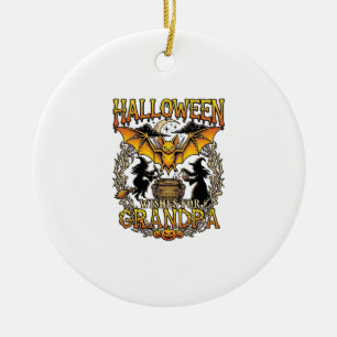 Halloween Wishes Grandpa Bat Witches Cauldron_1 Ceramic Ornament
