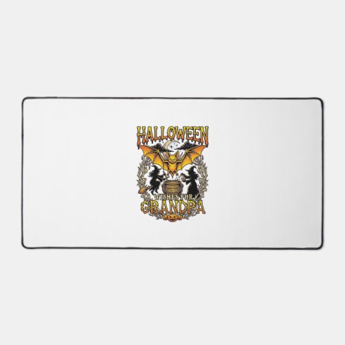 Halloween Wishes Grandpa Bat Witches Cauldron_1 Desk Mat