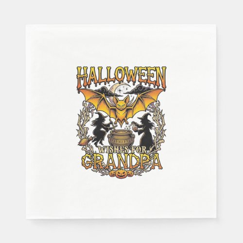 Halloween Wishes Grandpa Bat Witches Cauldron_1 Napkins