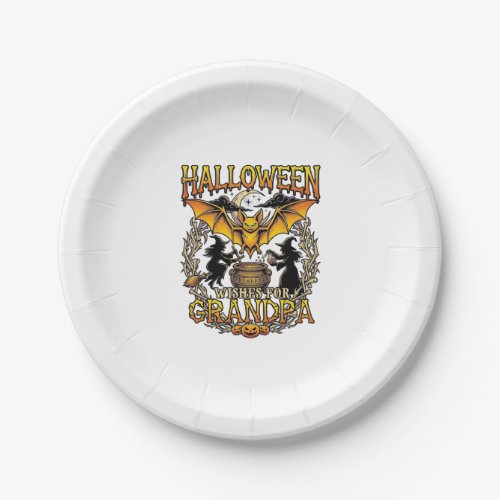 Halloween Wishes Grandpa Bat Witches Cauldron_1 Paper Plates
