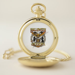 Halloween Wishes Grandpa Bat Witches Cauldron_1 Pocket Watch