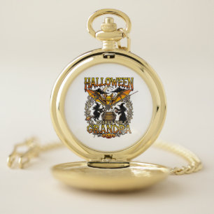 Halloween Wishes Grandpa Bat Witches Cauldron_1 Pocket Watch