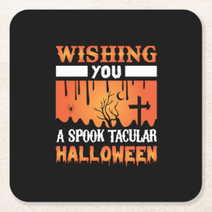 Halloween Wishing You A Spooky Halloween Square Paper Coaster