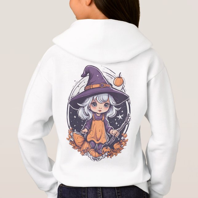 Halloween, witch 3 baby, cute witch, fall holiday hoodie (Back)
