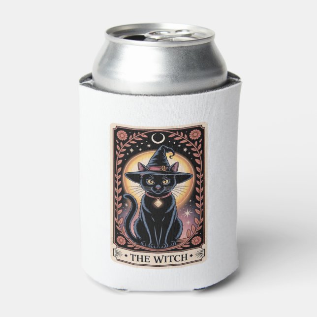 Halloween Witch Aesthetic Cat Lovers Gothic Tarot  Can Cooler (Can Front)