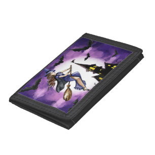Halloween Witch and Bats Photo Wallet