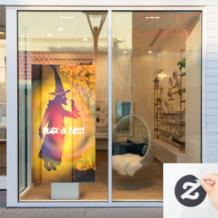 Halloween Witch and Black Bird Trick or Tweet  Win Window Cling