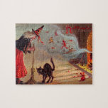 Halloween Witch And Black Cat Jigsaw Puzzle at Zazzle