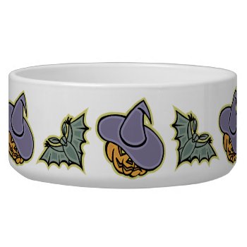 Halloween Witch And Bone Pattern Bowl by DoggieAvenue at Zazzle