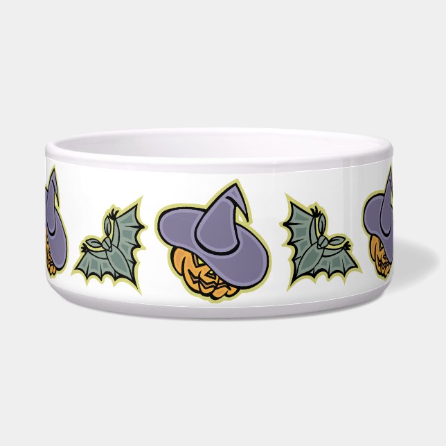 Halloween Witch and Bone Pattern Bowl (Front)
