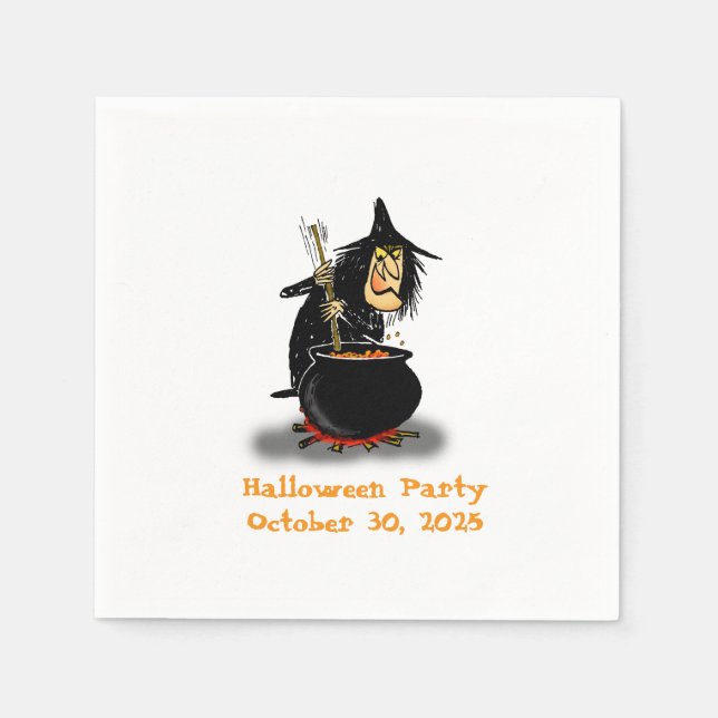 Halloween Witch and Caldron Napkins (Front)