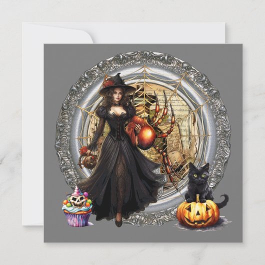 Halloween Witch And Cat (Front)