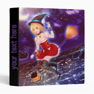 Halloween witch and cats 3 ring binder