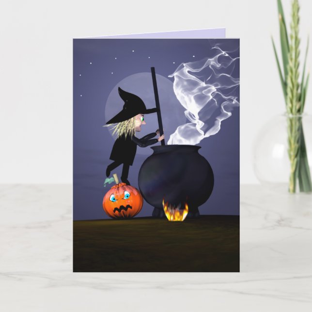Halloween Witch and Cauldron Card (Front)