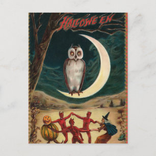 Halloween Witch and Devil Invitation Postcard