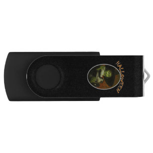 Halloween Witch And Flying Monkey Flash Drive