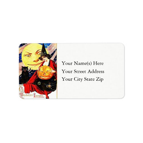 Halloween Witch and Friends Vintage Address Label