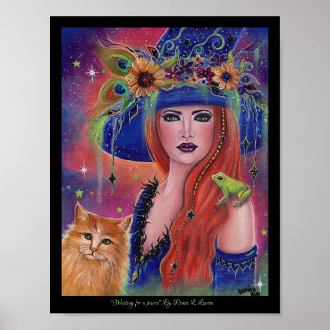 Halloween witch and frog by Renee Lavoie Poster (Front)