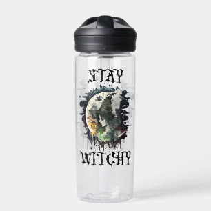 Halloween Witch and Full Moon Water Bottle