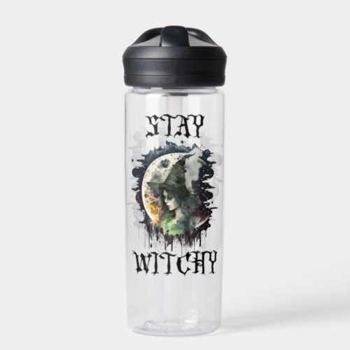 Halloween Witch and Full Moon Water Bottle