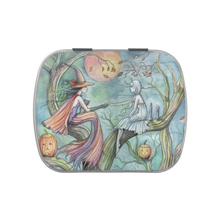 Halloween Witch And Ghost Fantasy Art Jelly Belly Candy Tin