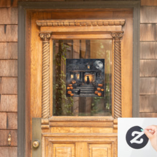 Halloween Witch and Haunted House Window Cling