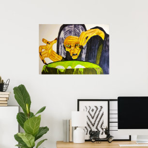 HALLOWEEN WITCH AND HER CAULDRON POSTER