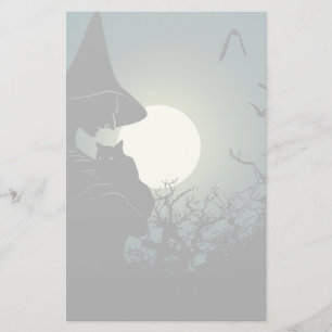 Halloween: witch and hounted house stationery