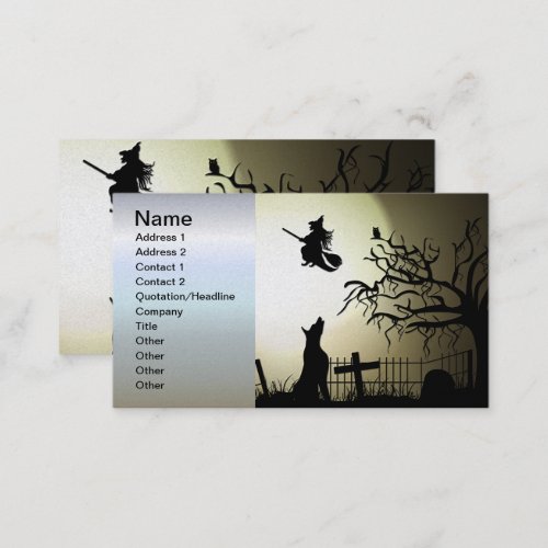 Halloween Witch and Howling Dog Business Card