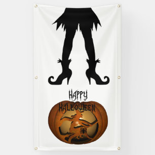 Halloween Witch and Pumpkin Banner