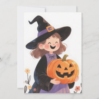Halloween Witch and Pumpkin Greeting Card