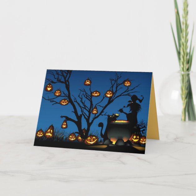 Halloween Witch And Pumpkins Invitation