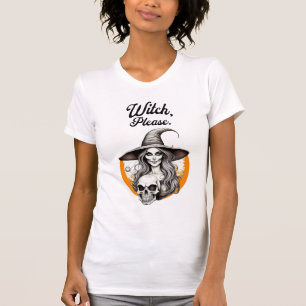Halloween Witch and Skeleton Witch Please T-Shirt